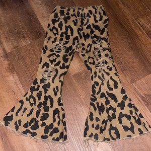 Distressed Cheetah Bell Bottoms